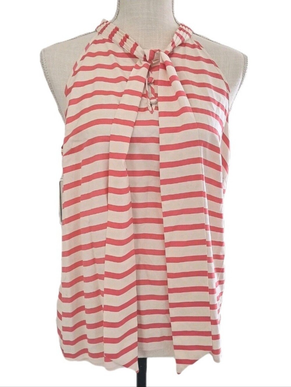 J. Crew 100% Silk Sleeveless Coral Bow Top